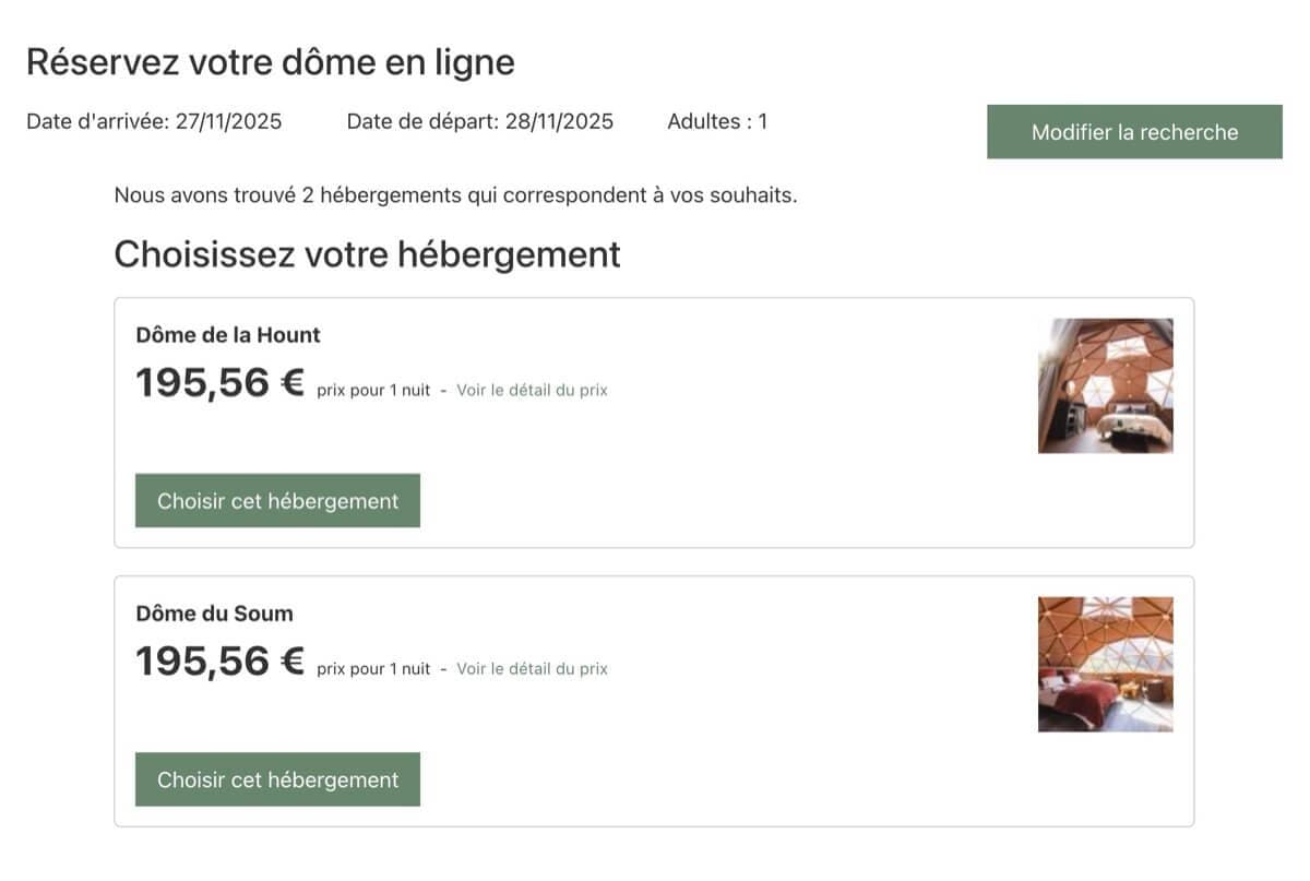 Système de réservation en ligne L'Insolite des Pyrénées